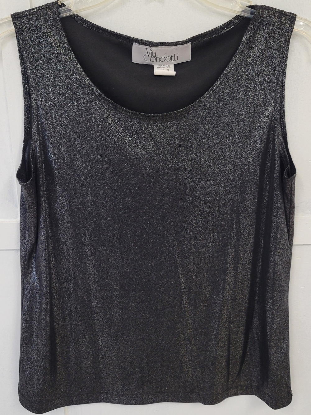 Via Condotti Shimmery Charcoal Metallic Scoop Neck Tank